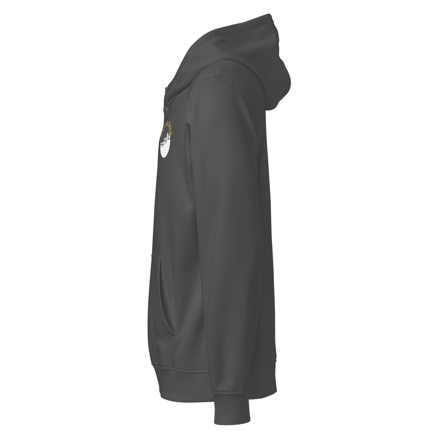 Side view of black Cycling Grand Tour Hoodie Eco-Friendly Hoodie for Tour de France Giro Italia La Vuelta fans