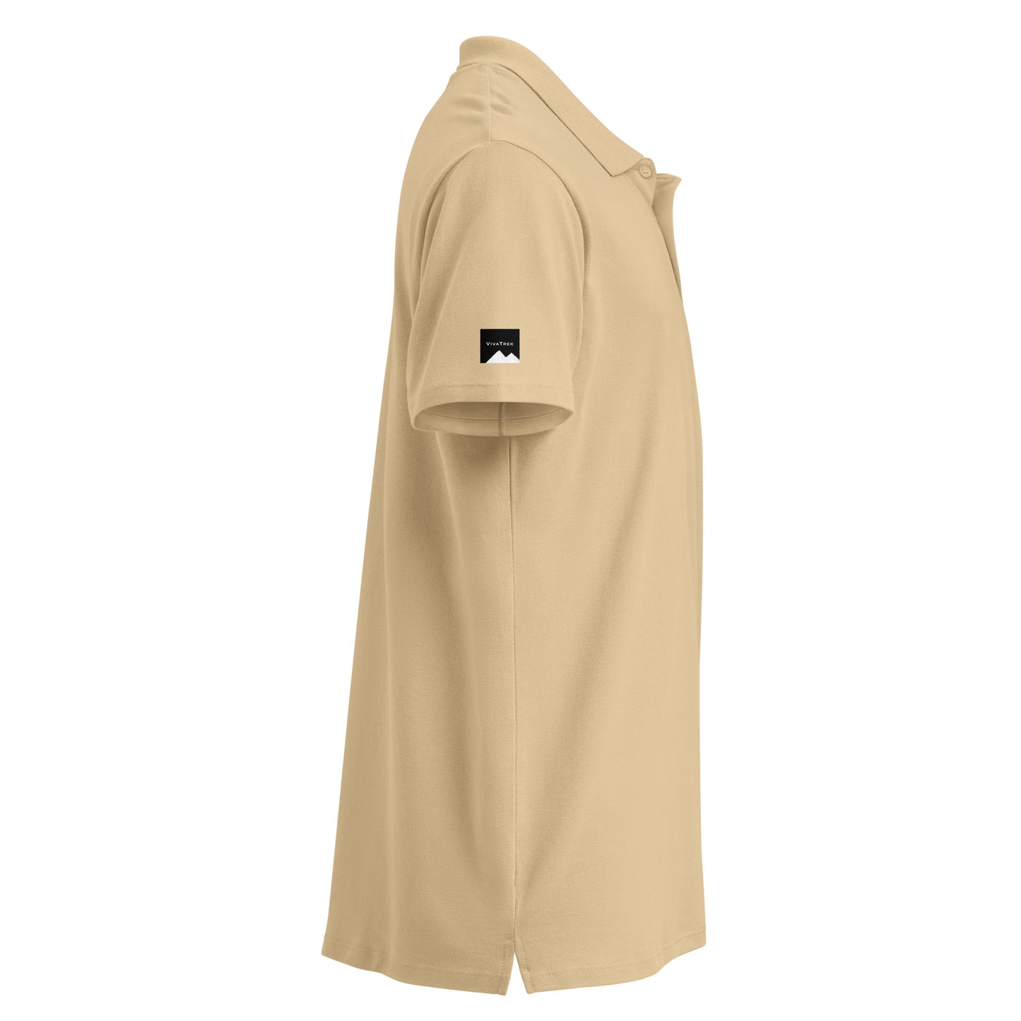 VivaTrek beige Cyclists Grand Tour Polo Shirt with short sleeves and collar in side view