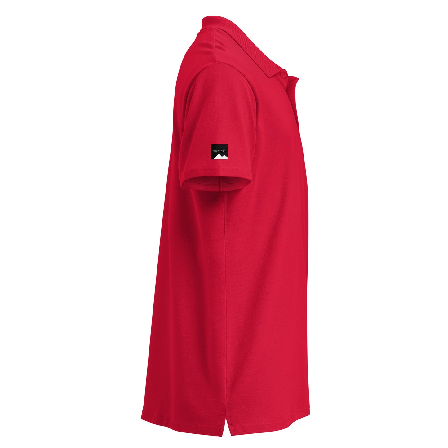 VivaTrek Cyclists Grand Tour Polo Shirt in red with short sleeves and collar side view