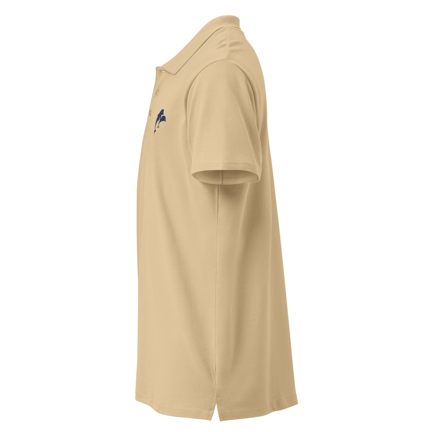 Beige Dolphins Polo Shirt Mens Smart Casual Polo Shirt for marine life fans by VivaTrek side view
