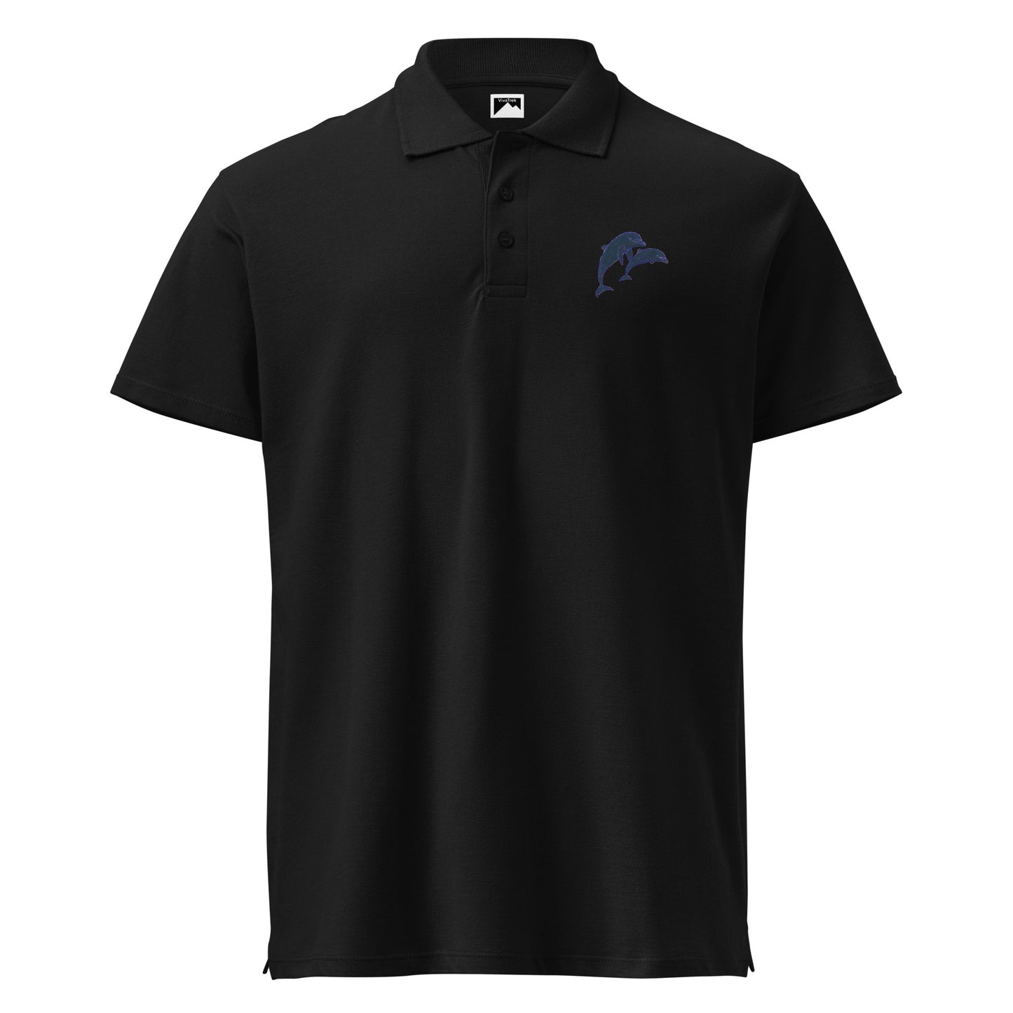 Black Dolphins Polo Shirt Mens Smart Casual Polo Shirt for marine life fans with dolphin logo