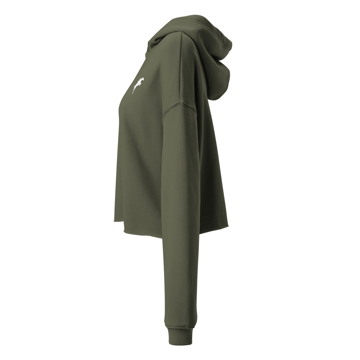 VivaTrek olive green Equestrian Cropped Hoodie Womens Fleece Hoodie for horse riding fans with long sleeves and hood