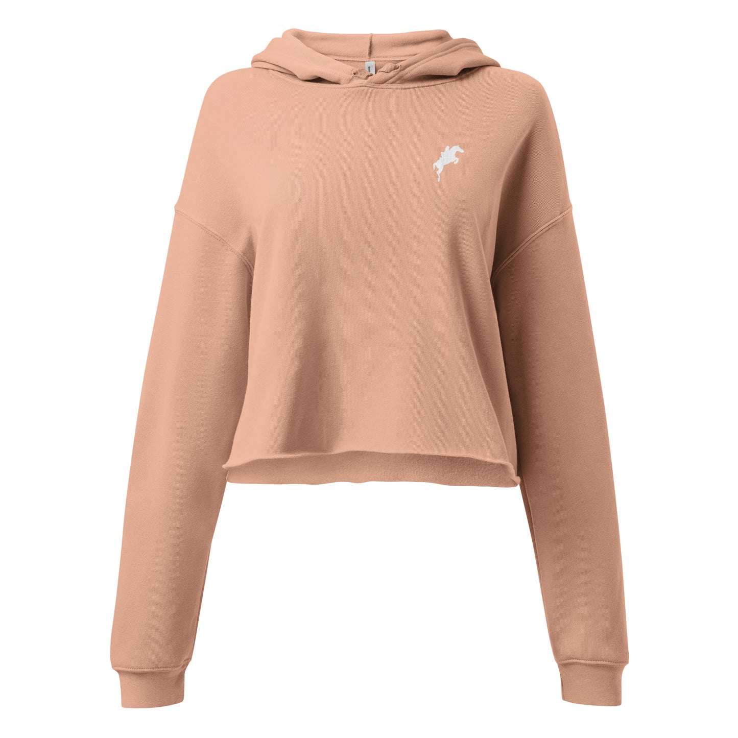 Equestrian Cropped Hoodie Womens Fleece Hoodie for horse riding fans in soft brown with horse logo