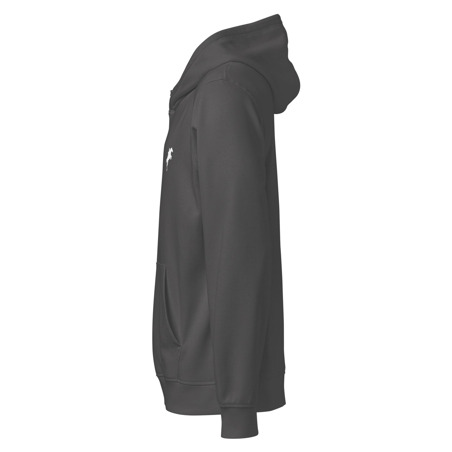 VivaTrek black Equestrian Eco-Friendly Organic Hoodie for horse riders and fans side view