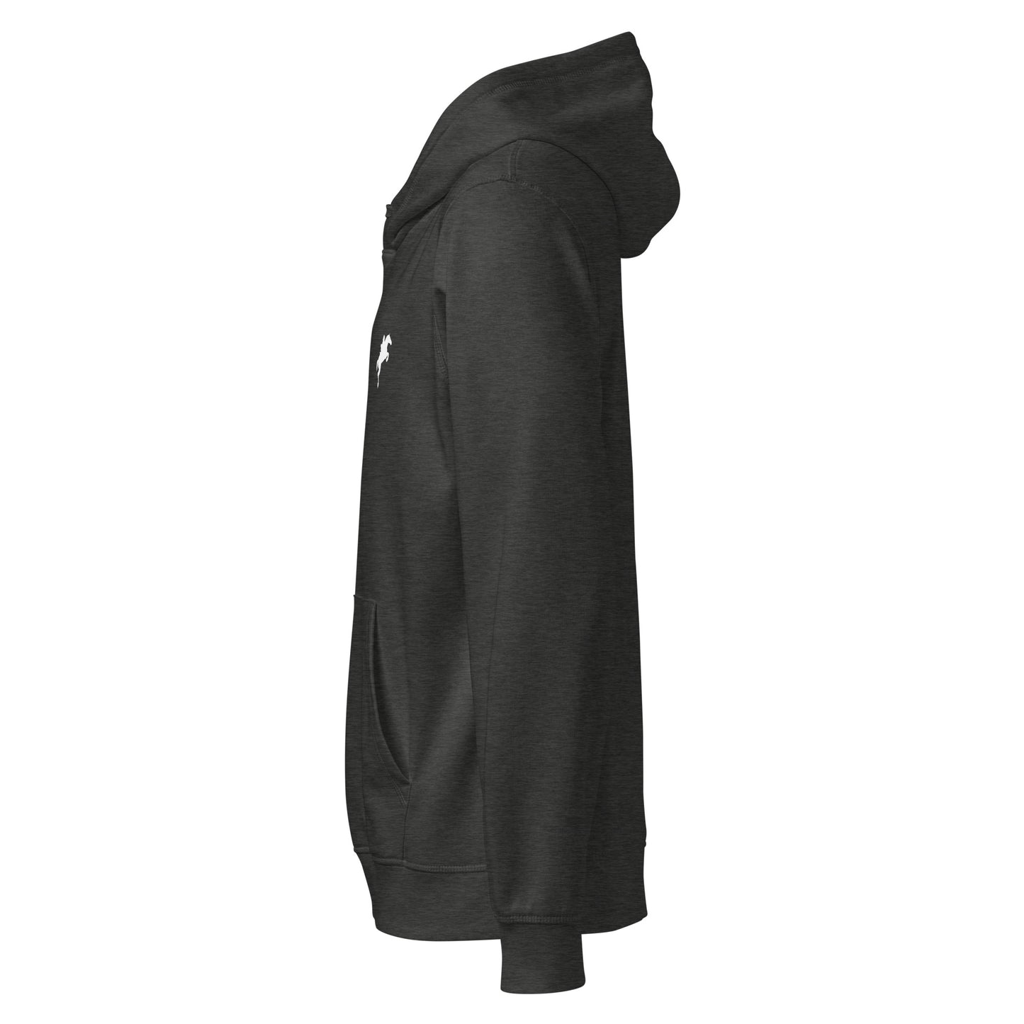 VivaTrek Equestrian Eco-Friendly Organic Hoodie for horse riders and fans in black side view
