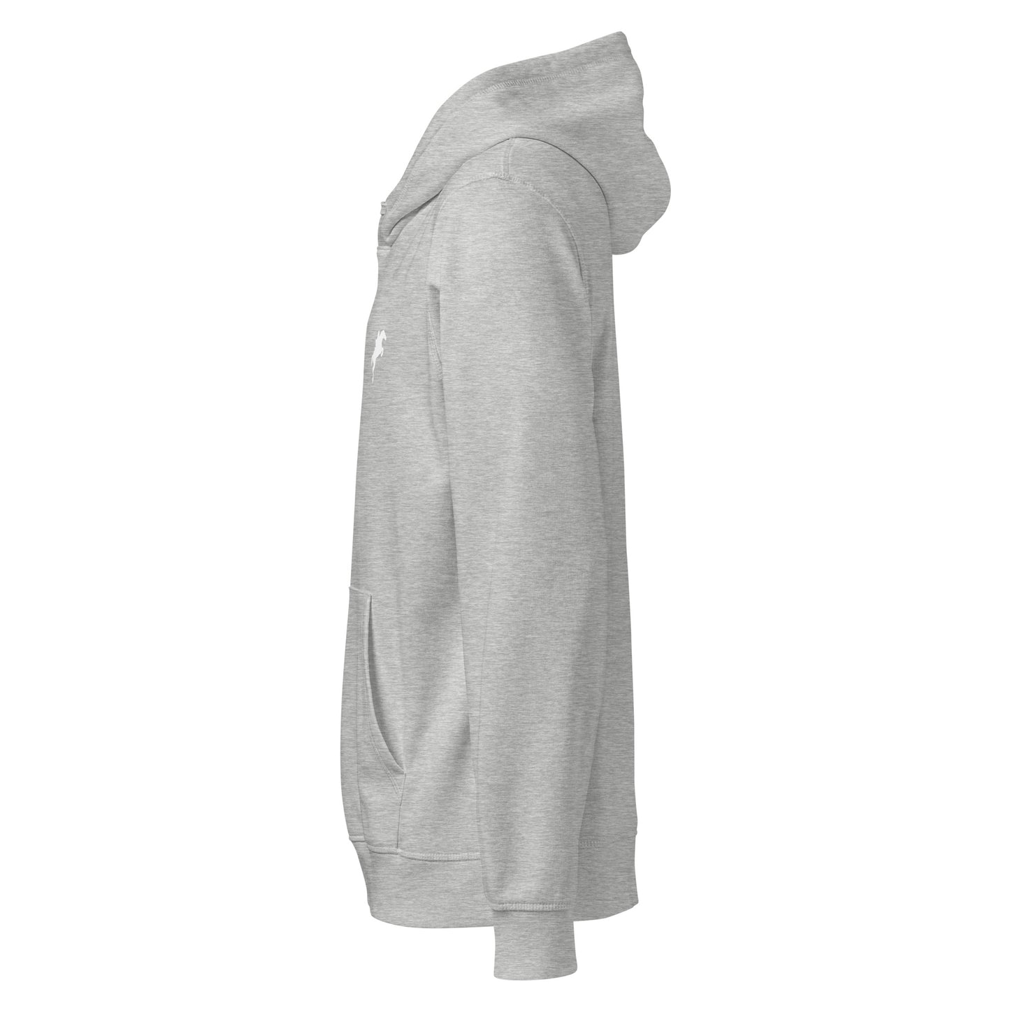 VivaTrek gray Equestrian Eco-Friendly Organic Hoodie for horse riders and fans side view