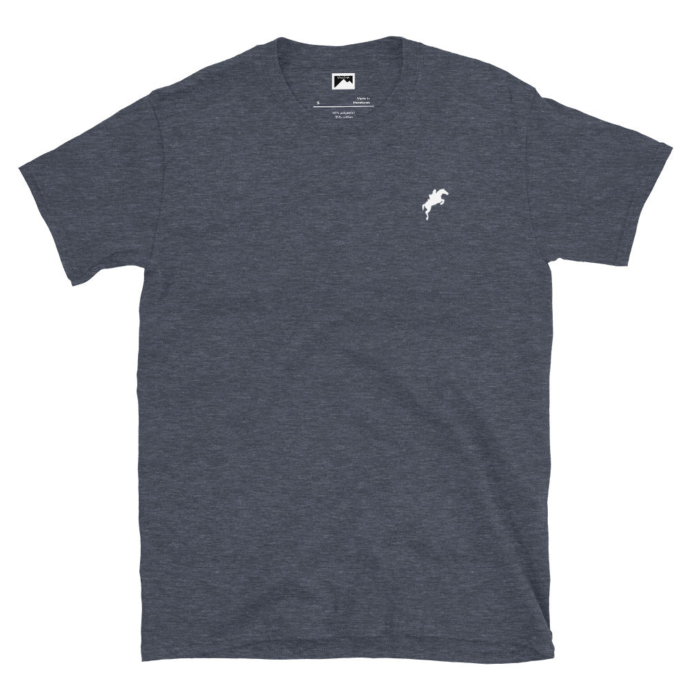 VivaTrek navy blue Equestrian Graphic T-Shirt for horse riding and ascot fans with small horse logo