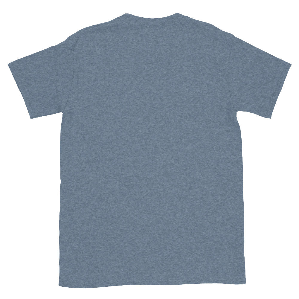Back view of plain blue t-shirt by VivaTrek, perfect for an equestrian graphic t-shirt for horse riding and ascot fans