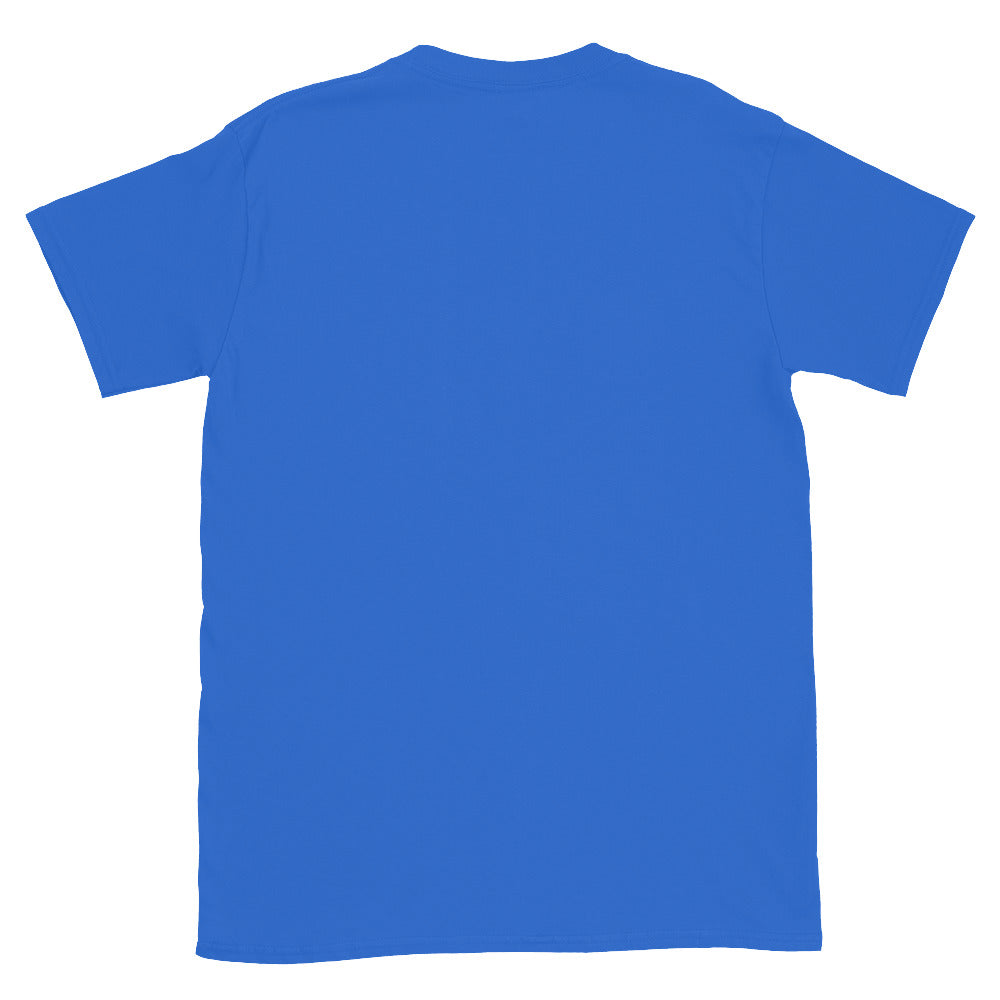 Blue plain Equestrian Graphic T-Shirt for horse riding and ascot fans showing back view