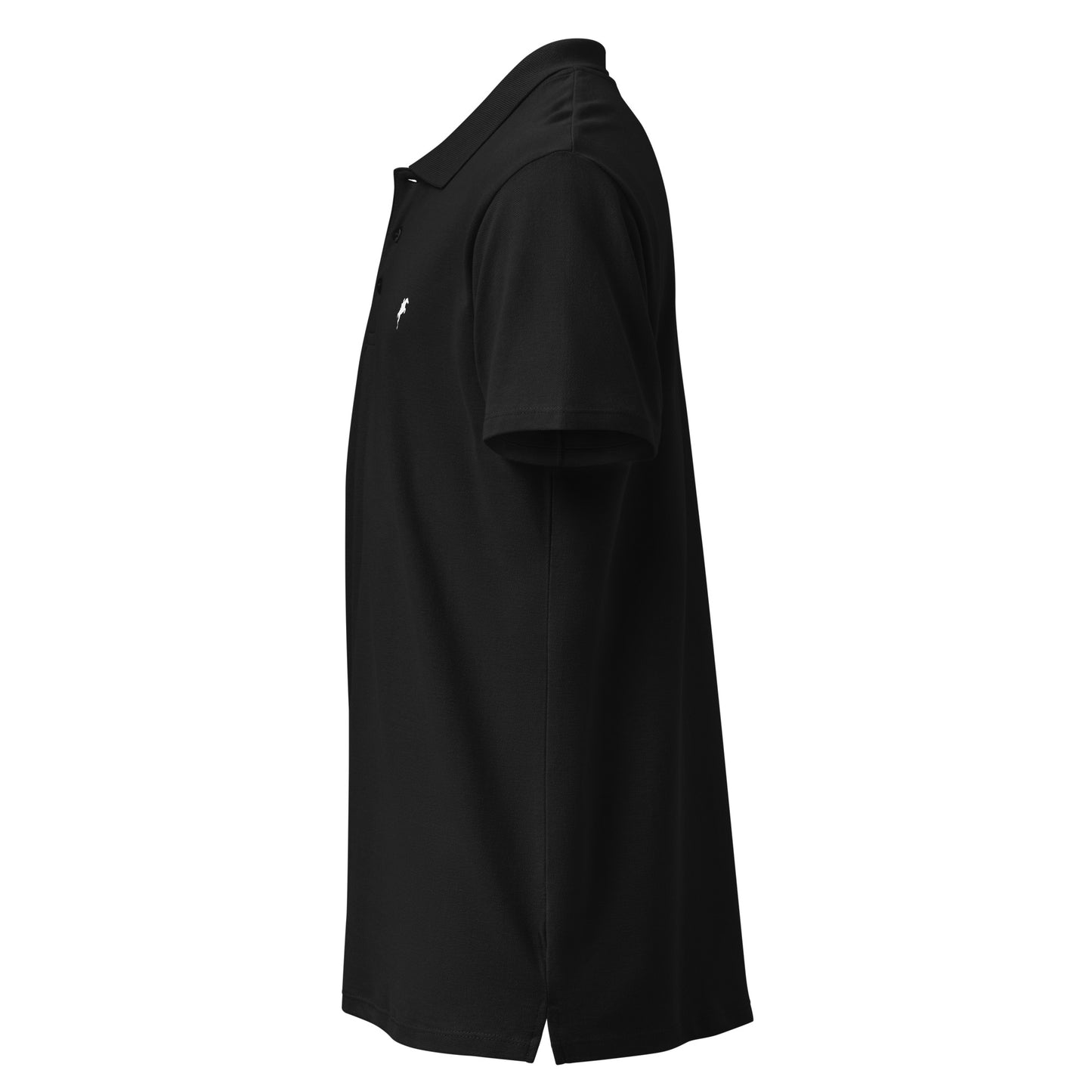 Black Equestrian Logo Polo Shirt for horse riding fans with short sleeves and collar