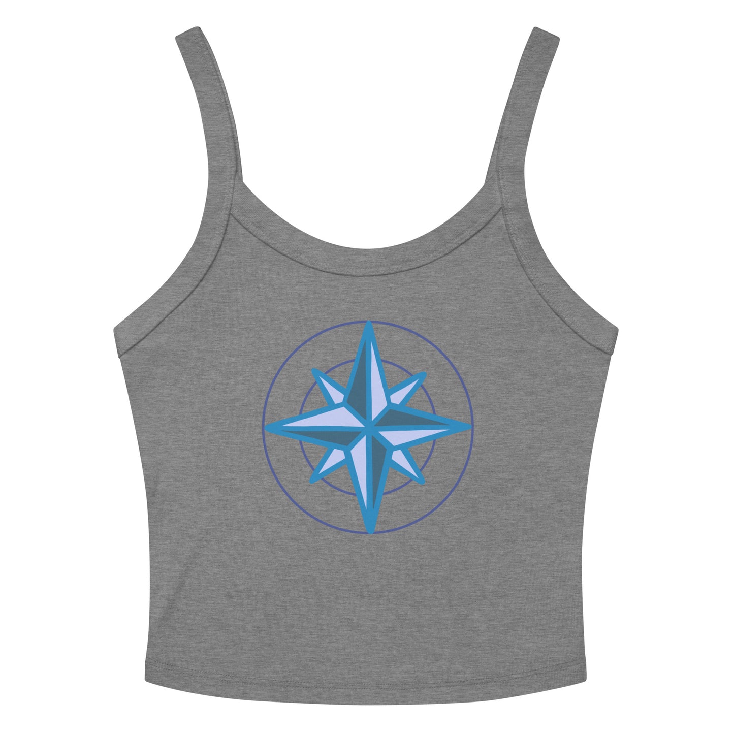 VivaTrek gray Yoga Tank Top Womens Nautical Tank Top with blue compass design sleeveless