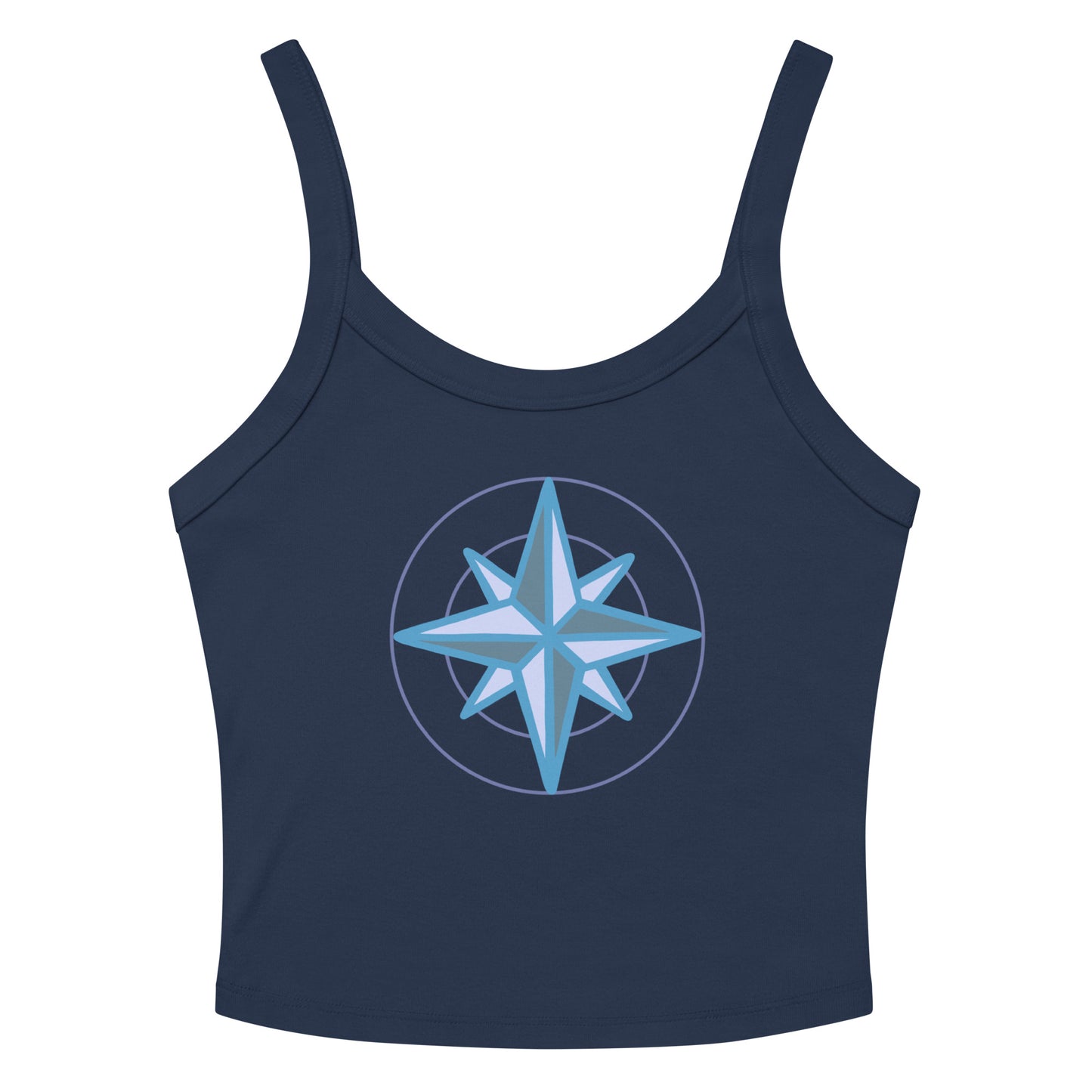 VivaTrek Yoga Tank Top womens nautical tank top in navy blue with compass design