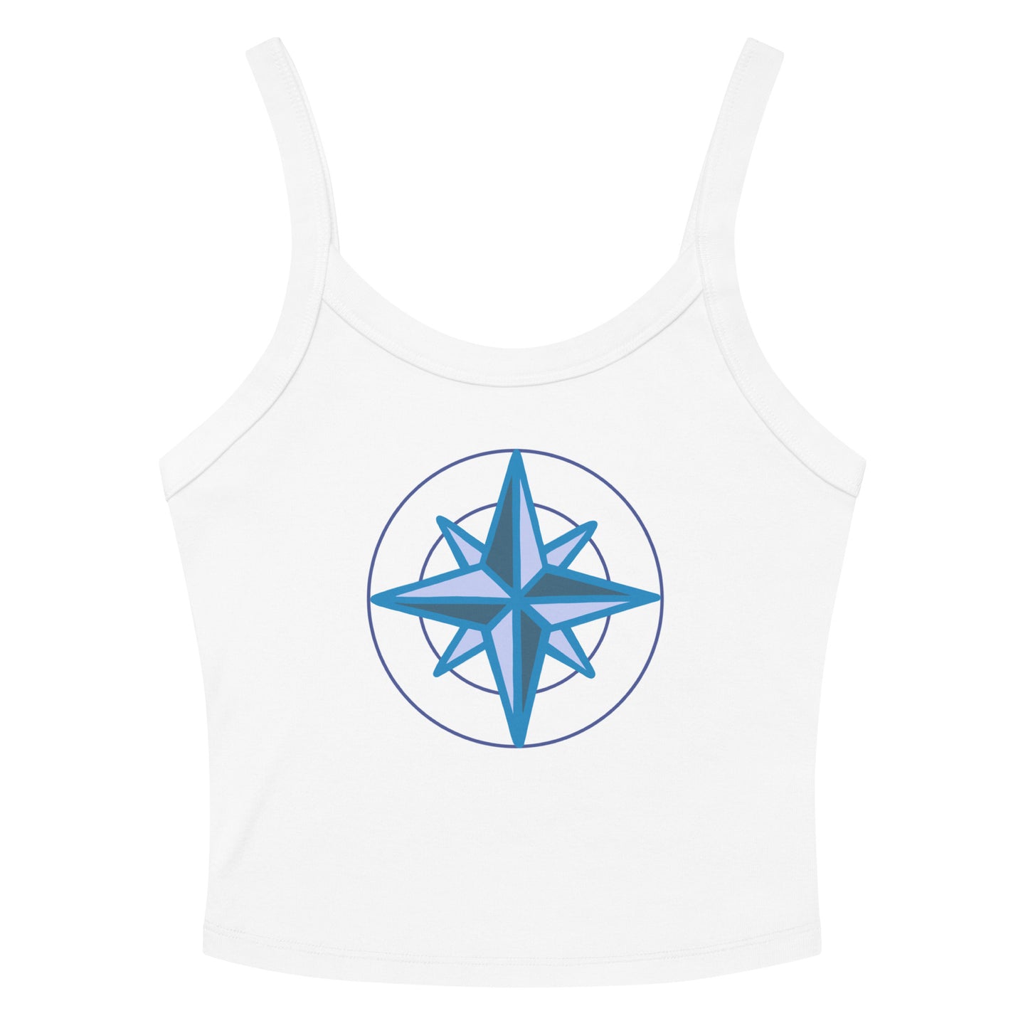 VivaTrek white Yoga Tank Top Womens Nautical Tank Top with blue compass design