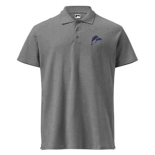 Dolphins Polo Shirt Mens Smart Casual Polo Shirt for marine life fans in gray with dolphin logo