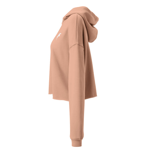 VivaTrek Equestrian Cropped Hoodie Womens Fleece Hoodie for horse riding fans in light brown side view