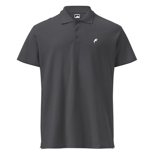 VivaTrek black Equestrian Logo Polo Shirt for horse riding fans with short sleeves and button collar