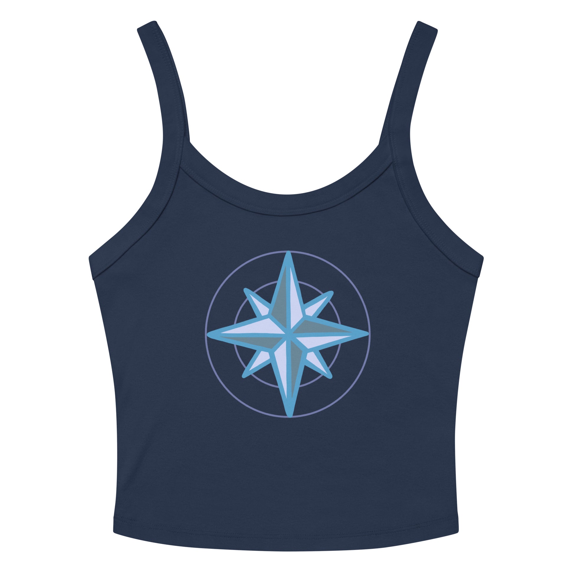 VivaTrek Yoga Tank Top womens nautical tank top in navy blue with compass design